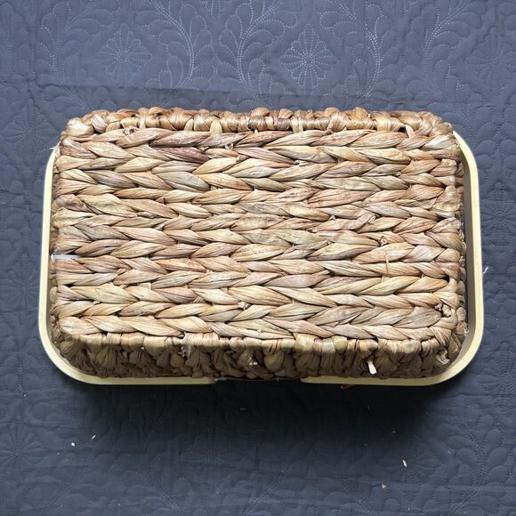 Storageworks Handmade Natural Water Hyacinth Wicker Picnic Basket 15x9x7 Inches - Picture 4 of 11